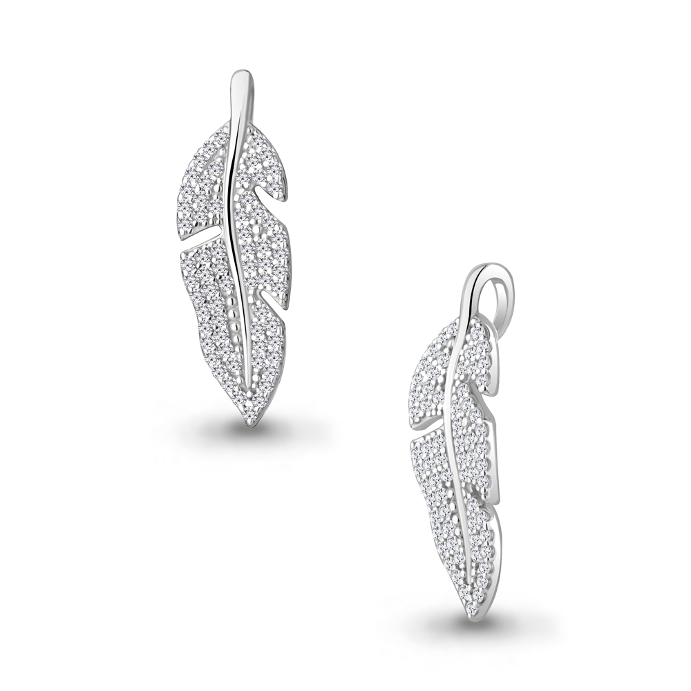 Pandantiv din aur alb cu pietre Cubic Zirconia Incolor