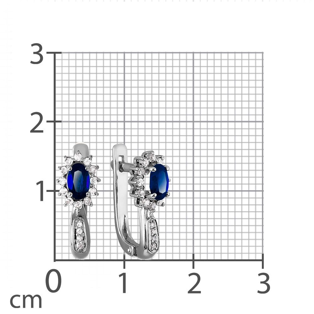 Cercei din aur alb cu pietre Diamant, Safir