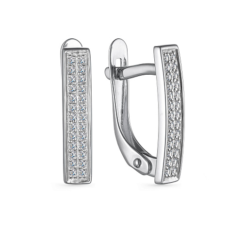 Cercei din aur alb cu pietre Diamant