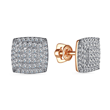 Cercei Pusete din aur roșu cu pietre Diamant