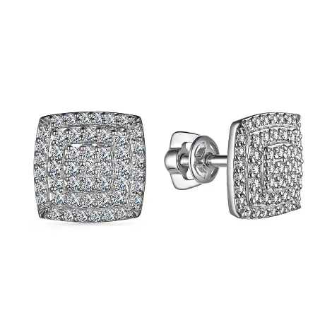 Cercei Pusete din aur alb cu Diamant