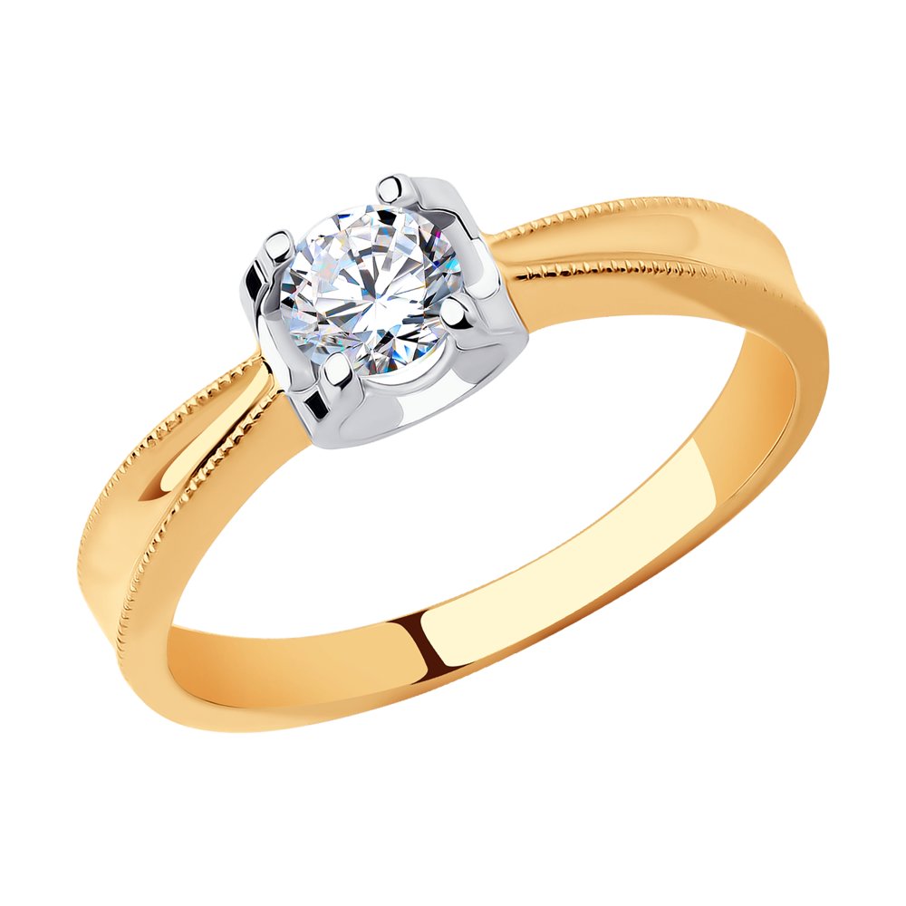 Кольцо из красного золота с камнями Фианит