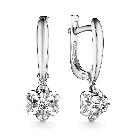 Cercei Suspendați din aur alb cu pietre Diamant