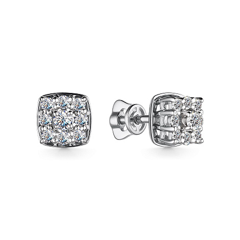 Cercei Pusete din aur alb cu pietre Diamant