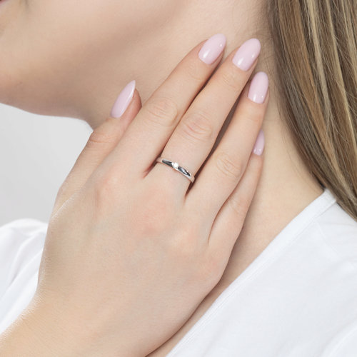 Inel din aur alb și roșu cu pietre Diamant