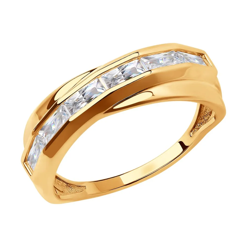 Inel din aur roșu cu Cubic Zirconia Incolor
