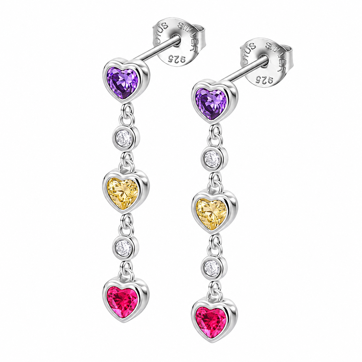 Cercei Pusete din argint  cu pietre Cubic Zirconia Multicoloră