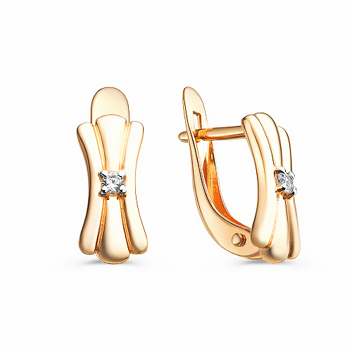 Cercei p-u copii din aur roșu cu pietre Cubic Zirconia Incolor
