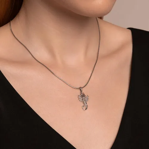 Pandantiv din argint cu Cubic Zirconia Incolor, Emailare
