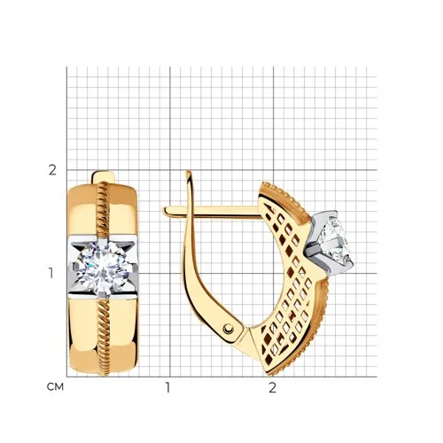 Cercei din aur roșu cu Cubic Zirconia Incolor