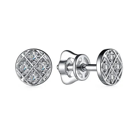 Cercei Pusete din aur alb cu Diamant