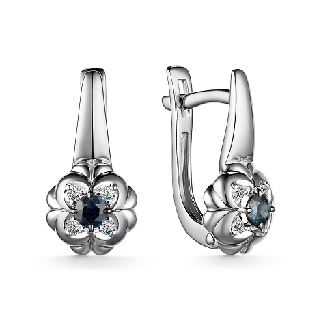 Cercei din aur alb cu pietre Diamant, Safir