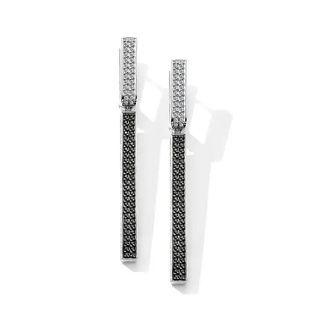 Cercei Suspendați din aur alb cu Diamant, Diamant negru