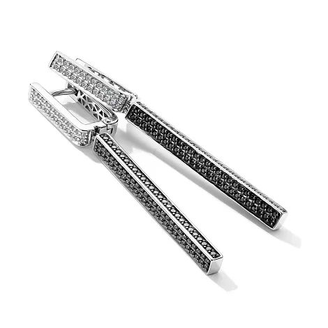 Cercei Suspendați din aur alb cu Diamant, Diamant negru