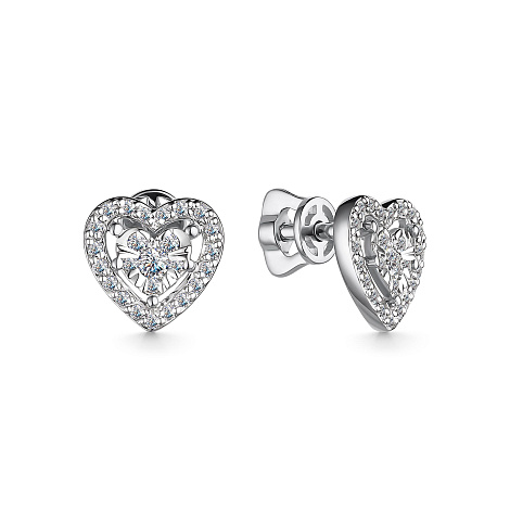 Cercei Pusete din aur alb cu pietre Diamant