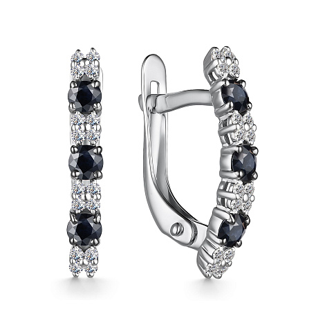 Cercei din aur alb cu pietre Diamant, Safir