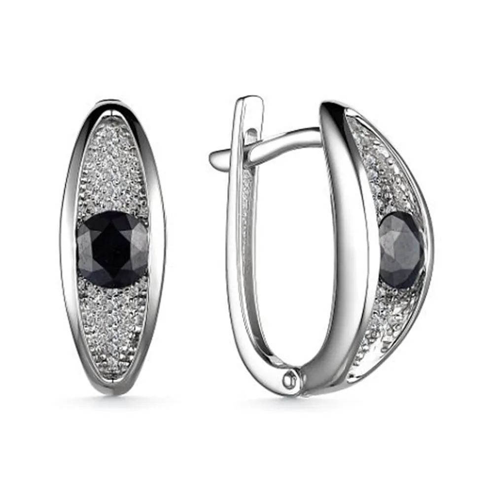 Cercei din aur alb cu Diamant, Safir