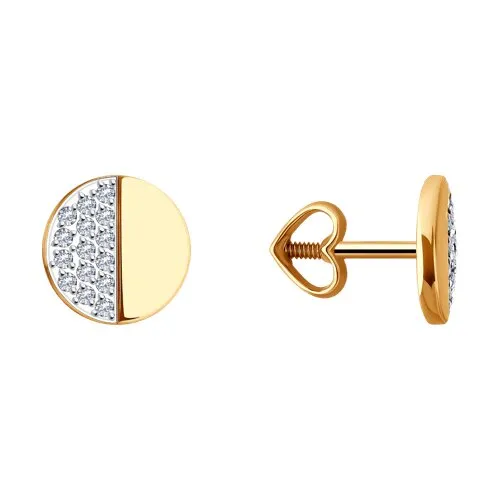Cercei Pusete din aur roșu cu Cubic Zirconia Incolor