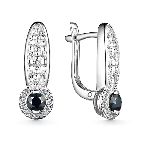 Cercei din aur alb cu Diamant, Safir