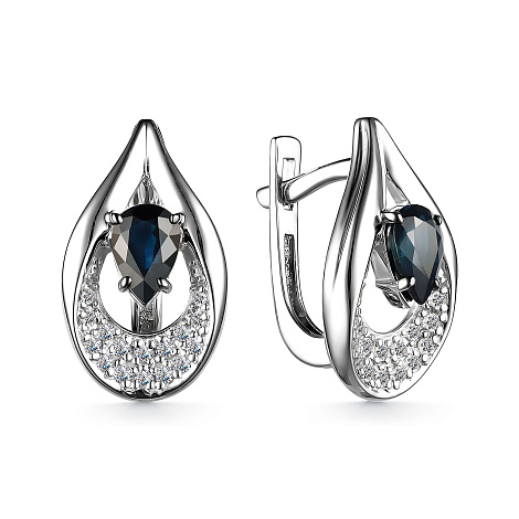 Cercei din aur alb cu pietre Diamant, Safir