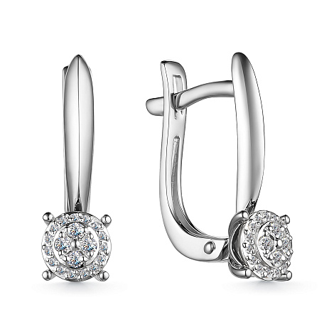 Серьги из белого золота с камнями Бриллиант