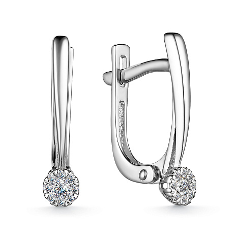 Cercei din aur alb cu pietre Diamant