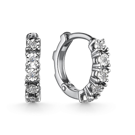 Cercei Creole din aur alb cu pietre Diamant