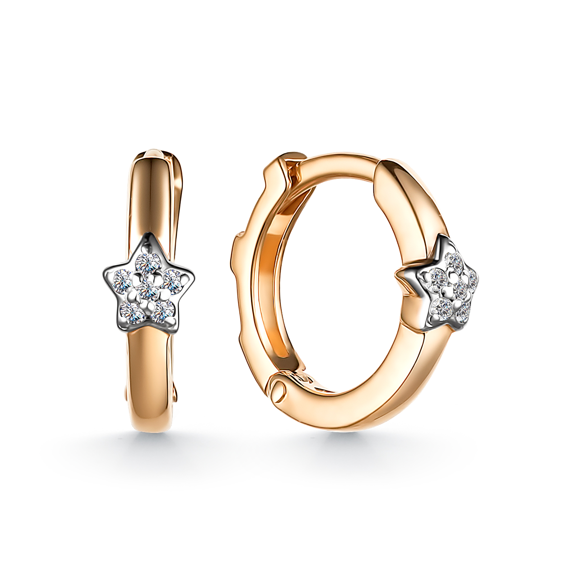 Серьги Конго из красного золота с камнями Бриллиант