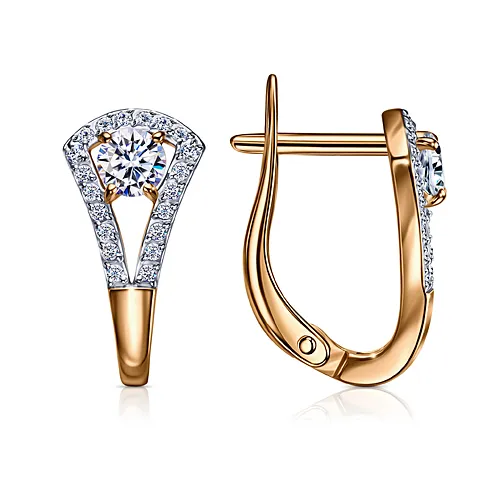 Cercei din aur roșu cu Cubic Zirconia Incolor