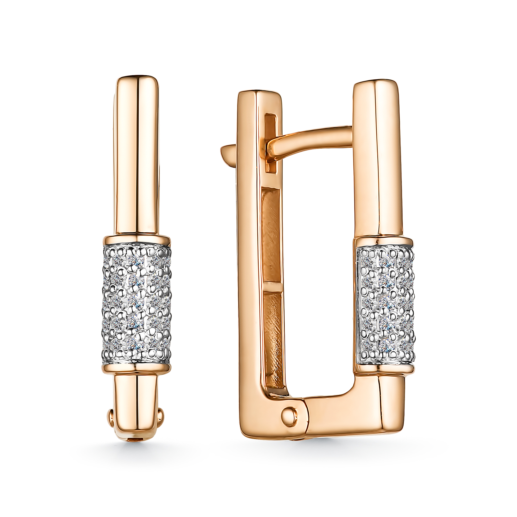 Cercei din aur roșu cu pietre Diamant