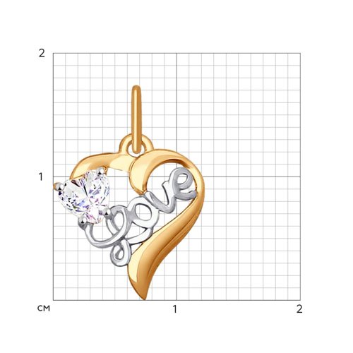 Pandantiv din aur roșu cu pietre Cubic Zirconia Incolor