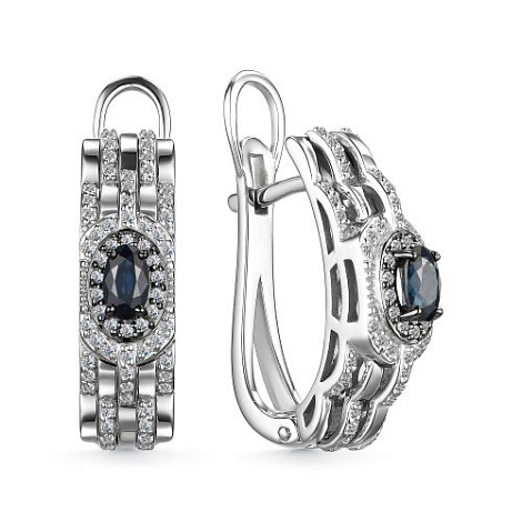 Cercei din aur alb cu pietre Diamant, Safir