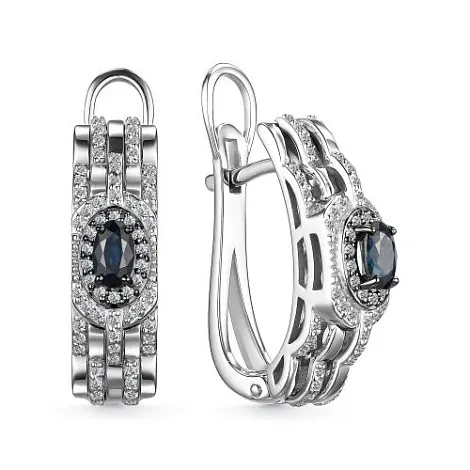 Cercei din aur alb cu Diamant, Safir