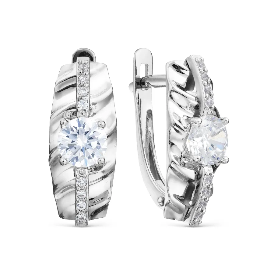 Cercei din aur alb cu Cubic Zirconia Incolor