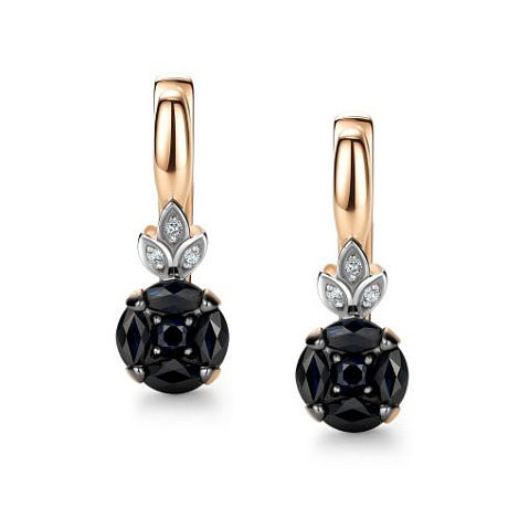 Cercei din aur roșu cu pietre Diamant, Safir