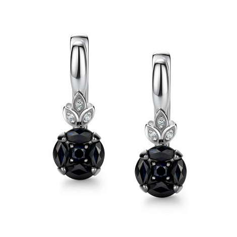 Cercei din aur alb cu pietre Diamant, Safir