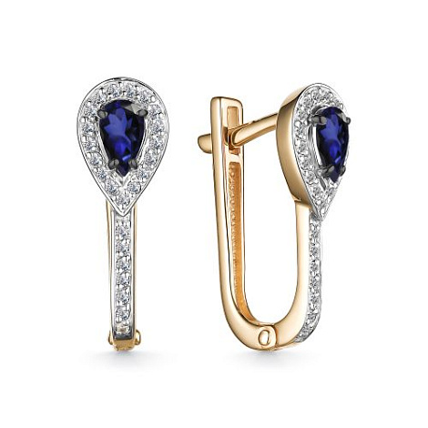 Cercei din aur roșu cu pietre Diamant, Safir