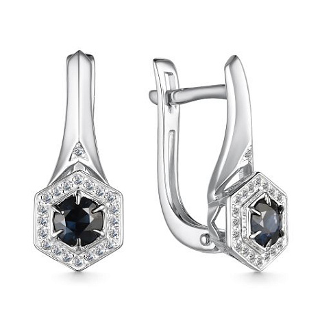Cercei din aur alb cu pietre Diamant, Safir