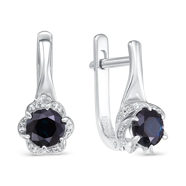 Cercei din aur alb cu Diamant, Safir