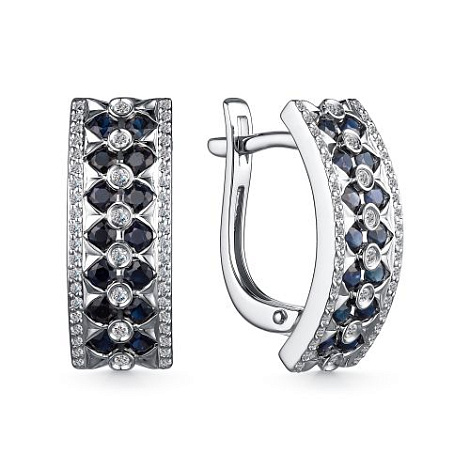 Cercei din aur alb cu pietre Diamant, Safir