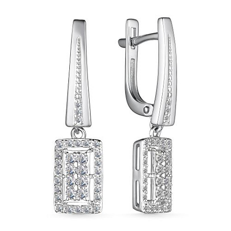 Cercei Suspendați din aur alb cu pietre Diamant