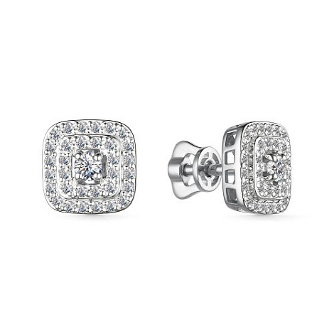 Cercei Pusete din aur alb cu pietre Diamant