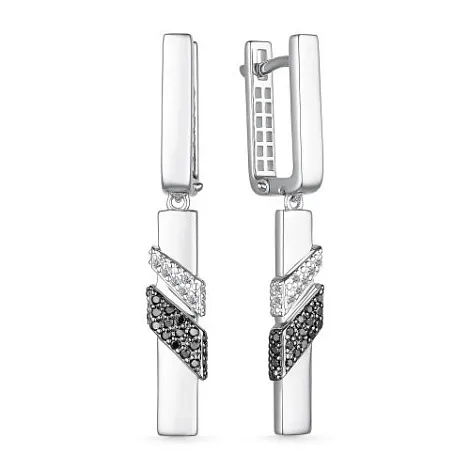 Cercei Suspendați din aur alb cu Diamant, Diamant negru
