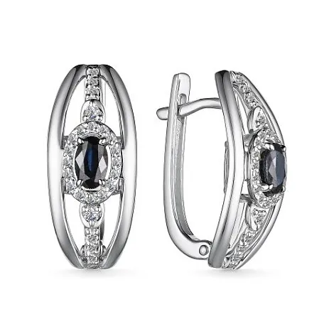 Cercei din aur alb cu Diamant, Safir