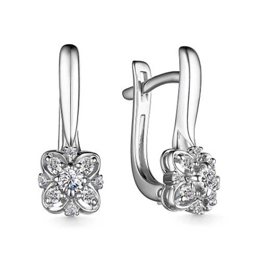 Cercei din aur alb cu pietre Diamant