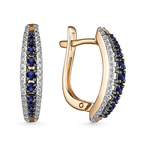 Cercei din aur roșu cu pietre Diamant, Safir