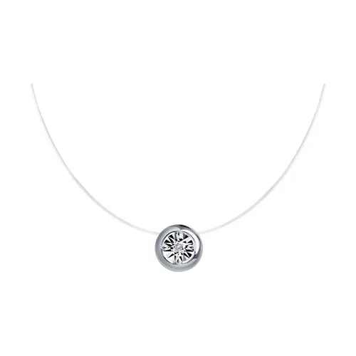 Colier din argint cu Diamant, Fir transparent