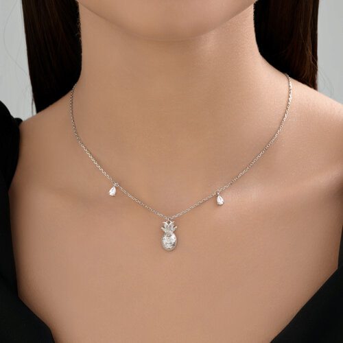 Colier din argint  cu pietre Cubic Zirconia Incolor