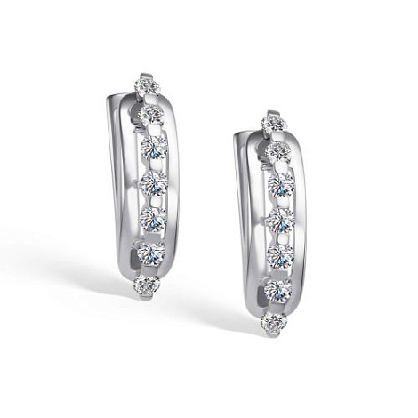 Cercei din aur alb cu pietre Diamant