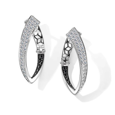 Cercei din aur alb cu pietre Diamant, Diamant negru